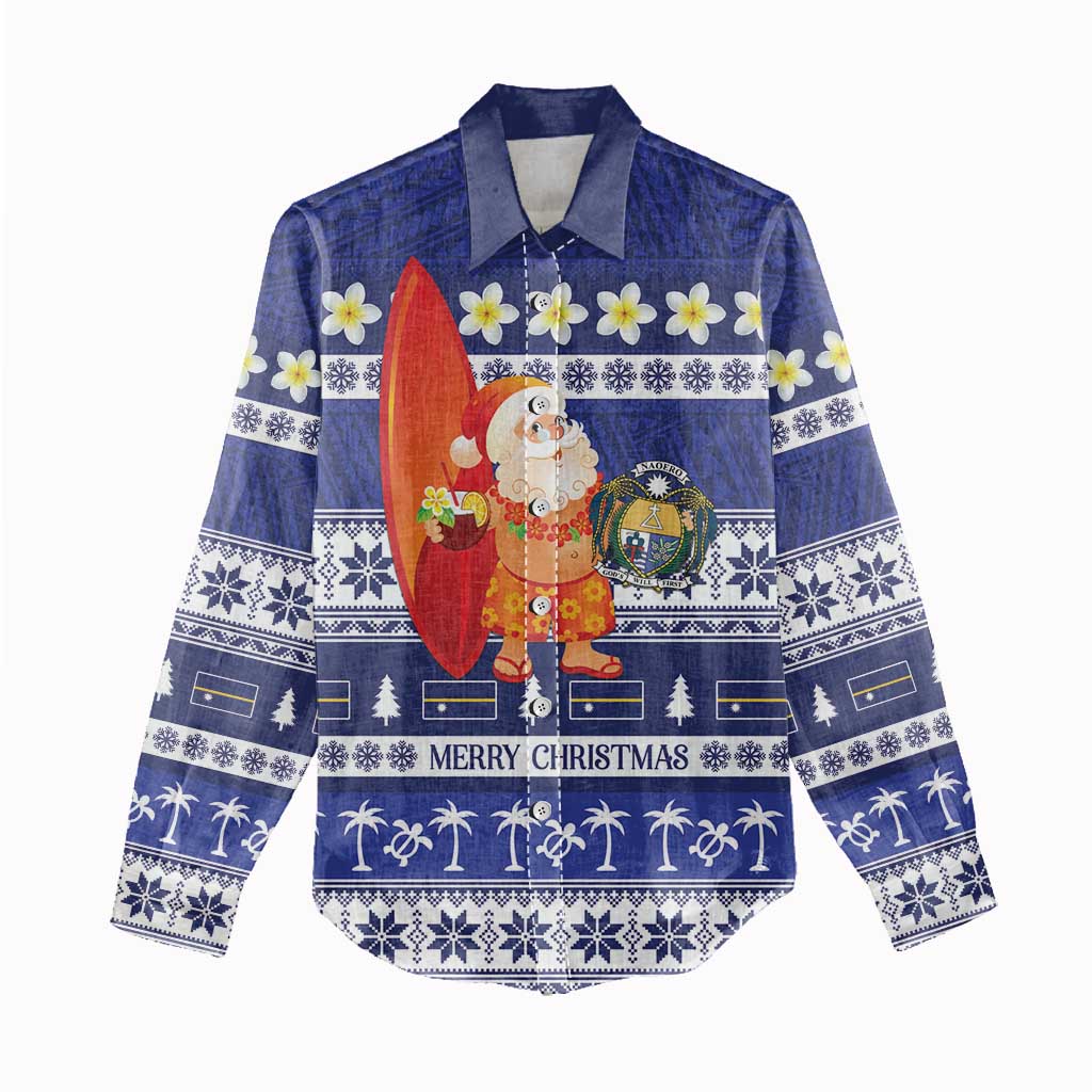 Nauru Christmas Women Casual Shirt Cute Santa Coat Of Arms Merry Xmas LT14 - Polynesian Pride
