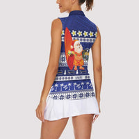 Nauru Christmas Women Sleeveless Polo Shirt Cute Santa Coat Of Arms Merry Xmas LT14 - Polynesian Pride