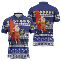 Nauru Christmas Zipper Polo Shirt Cute Santa Coat Of Arms Merry Xmas LT14 - Polynesian Pride