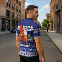 Nauru Christmas Zipper Polo Shirt Cute Santa Coat Of Arms Merry Xmas LT14 - Polynesian Pride