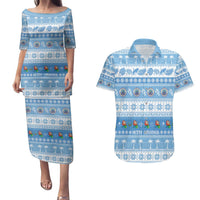 FSM Christmas Couples Matching Puletasi and Hawaiian Shirt Merry Xmas Federated States of Micronesia LT14 Blue - Polynesian Pride