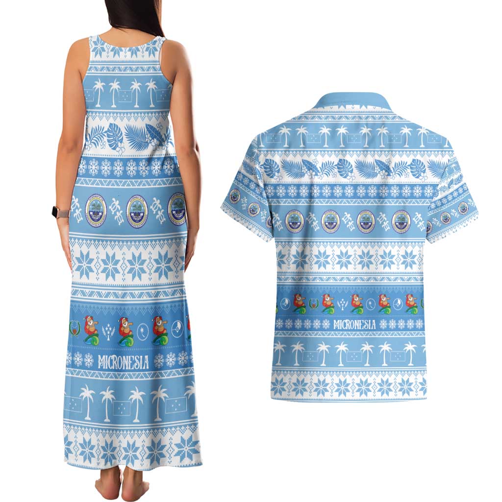 FSM Christmas Couples Matching Tank Maxi Dress and Hawaiian Shirt Merry Xmas Federated States of Micronesia LT14 - Polynesian Pride