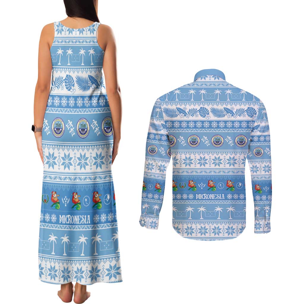 FSM Christmas Couples Matching Tank Maxi Dress and Long Sleeve Button Shirt Merry Xmas Federated States of Micronesia LT14 - Polynesian Pride