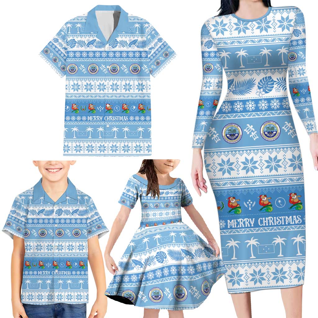 FSM Christmas Family Matching Long Sleeve Bodycon Dress and Hawaiian Shirt Merry Xmas Federated States of Micronesia LT14 - Polynesian Pride