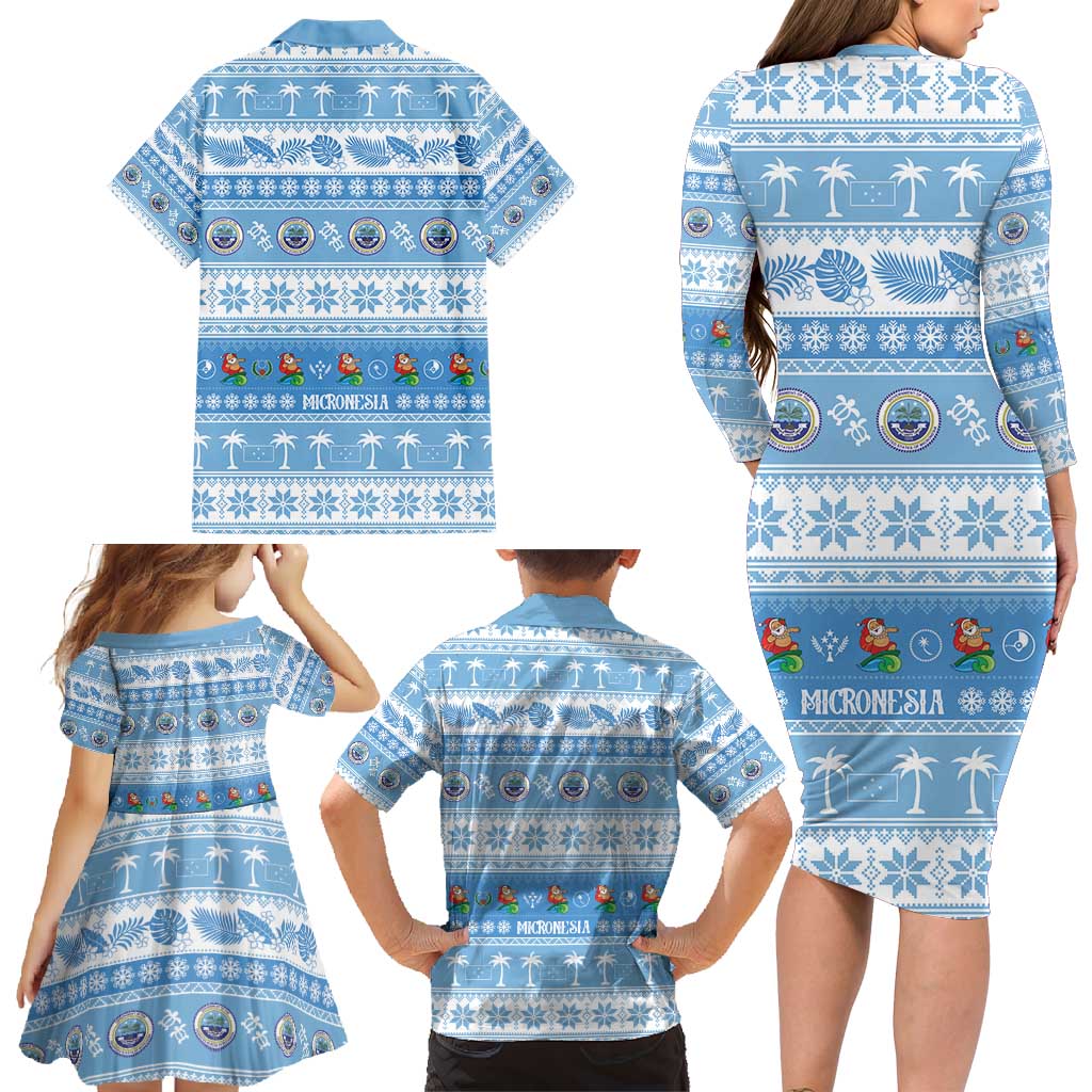 FSM Christmas Family Matching Long Sleeve Bodycon Dress and Hawaiian Shirt Merry Xmas Federated States of Micronesia LT14 - Polynesian Pride
