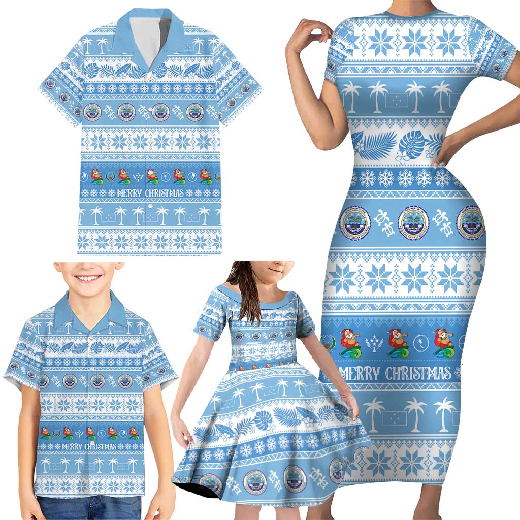 FSM Christmas Family Matching Short Sleeve Bodycon Dress and Hawaiian Shirt Merry Xmas Federated States of Micronesia LT14 - Polynesian Pride