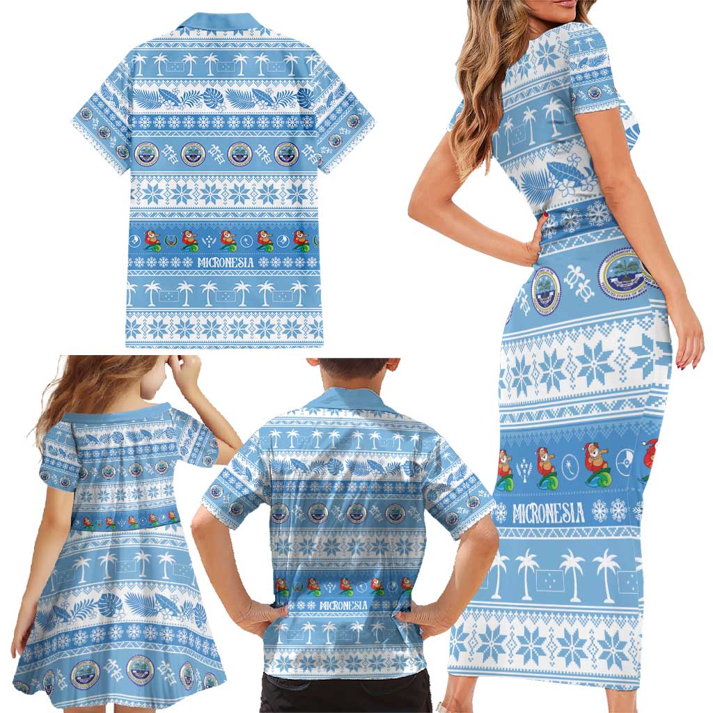 FSM Christmas Family Matching Short Sleeve Bodycon Dress and Hawaiian Shirt Merry Xmas Federated States of Micronesia LT14 - Polynesian Pride