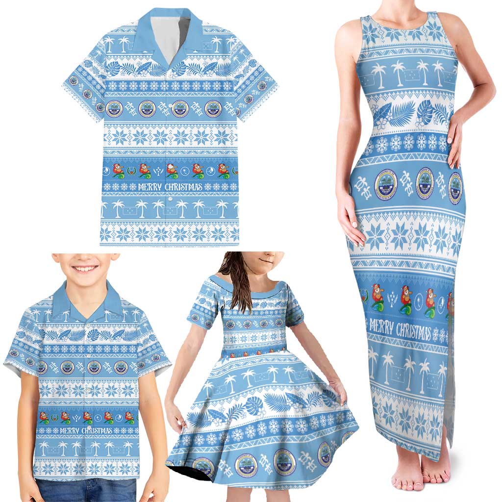 FSM Christmas Family Matching Tank Maxi Dress and Hawaiian Shirt Merry Xmas Federated States of Micronesia LT14 - Polynesian Pride