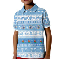 FSM Christmas Kid Polo Shirt Merry Xmas Federated States of Micronesia LT14 Kid Blue - Polynesian Pride