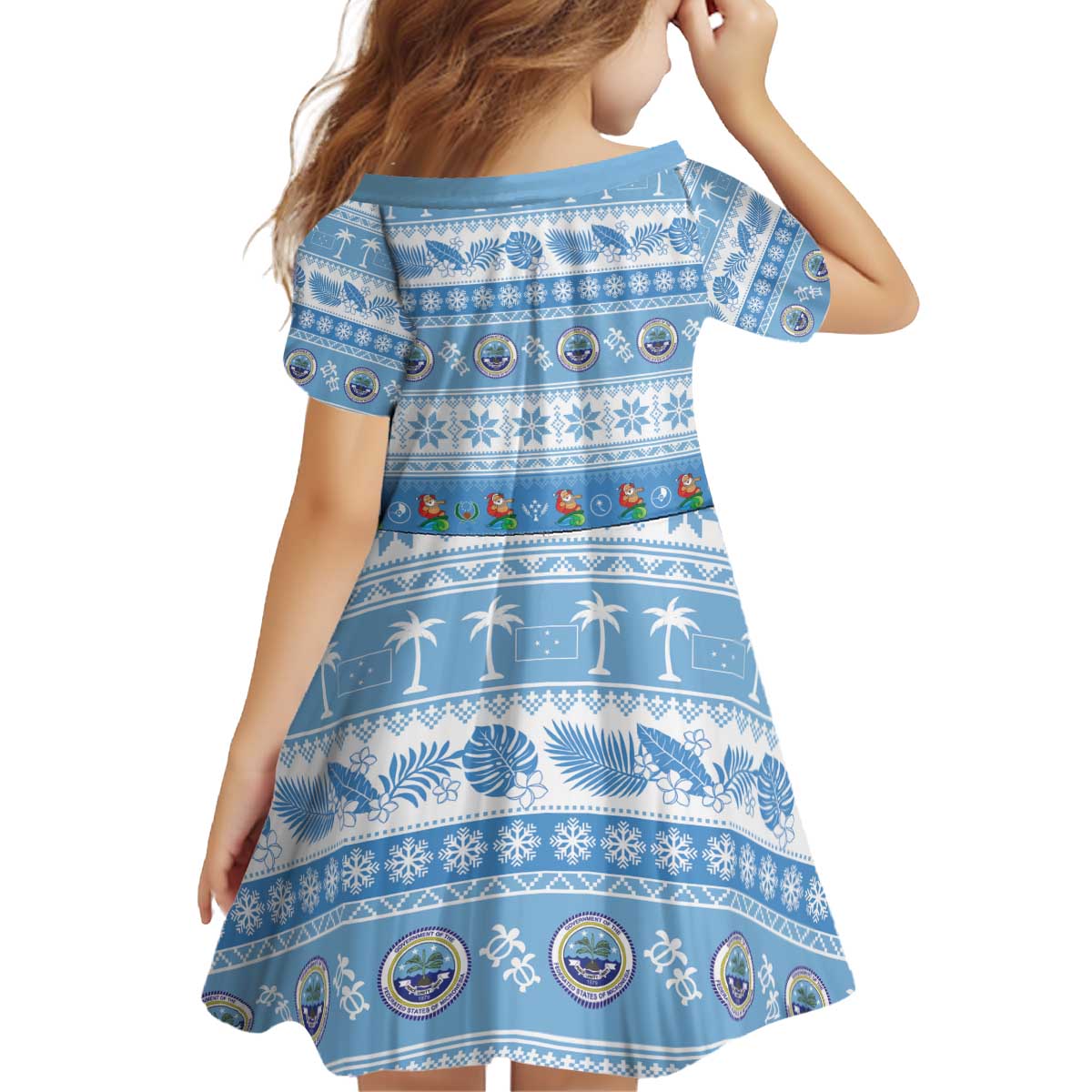 FSM Christmas Kid Short Sleeve Dress Merry Xmas Federated States of Micronesia LT14 - Polynesian Pride