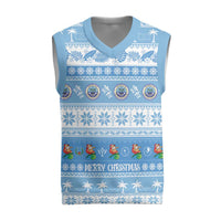 FSM Christmas Knitted V-Neck Vest Merry Xmas Federated States of Micronesia LT14 Blue - Polynesian Pride