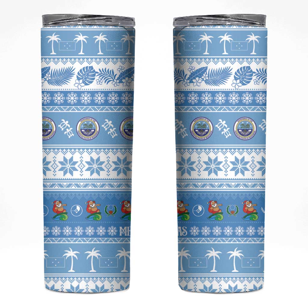 FSM Christmas Skinny Tumbler Merry Xmas Federated States of Micronesia LT14 Blue - Polynesian Pride