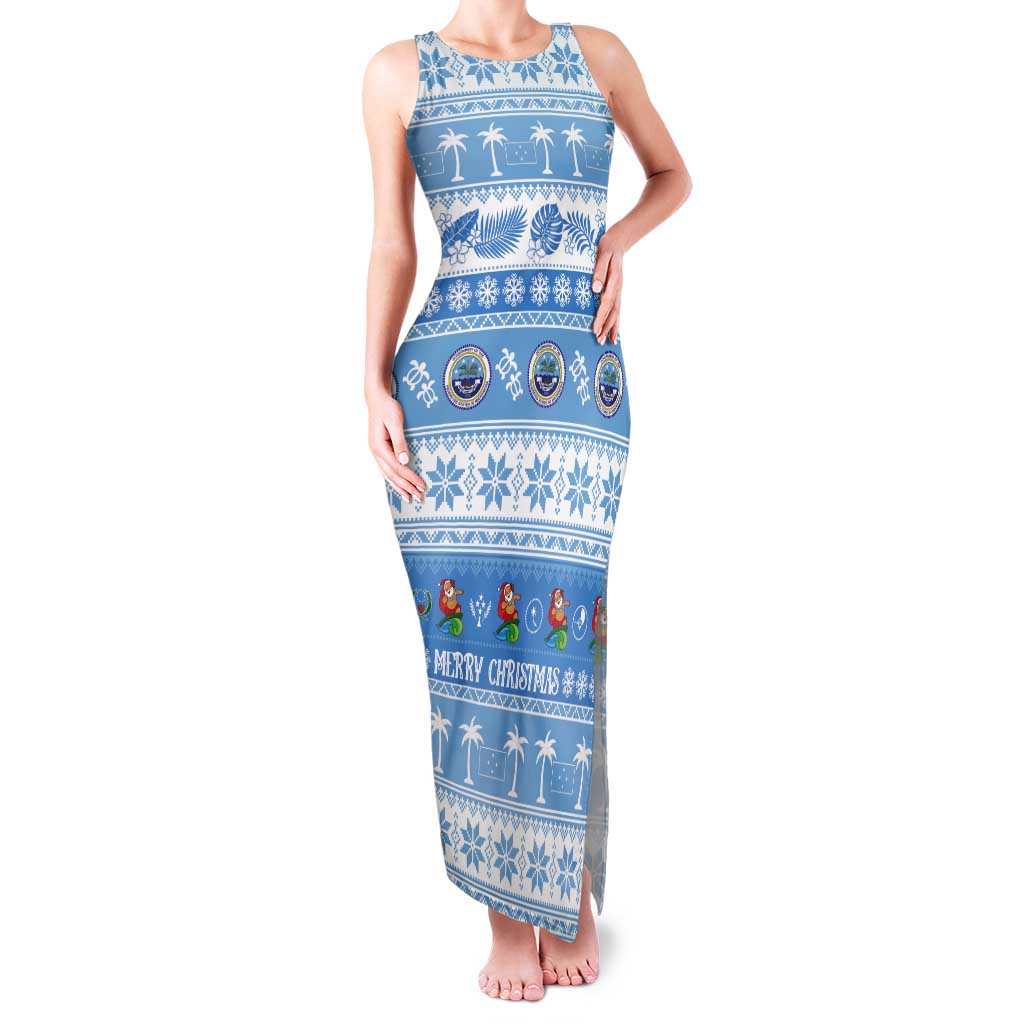 FSM Christmas Tank Maxi Dress Merry Xmas Federated States of Micronesia LT14 Women Blue - Polynesian Pride