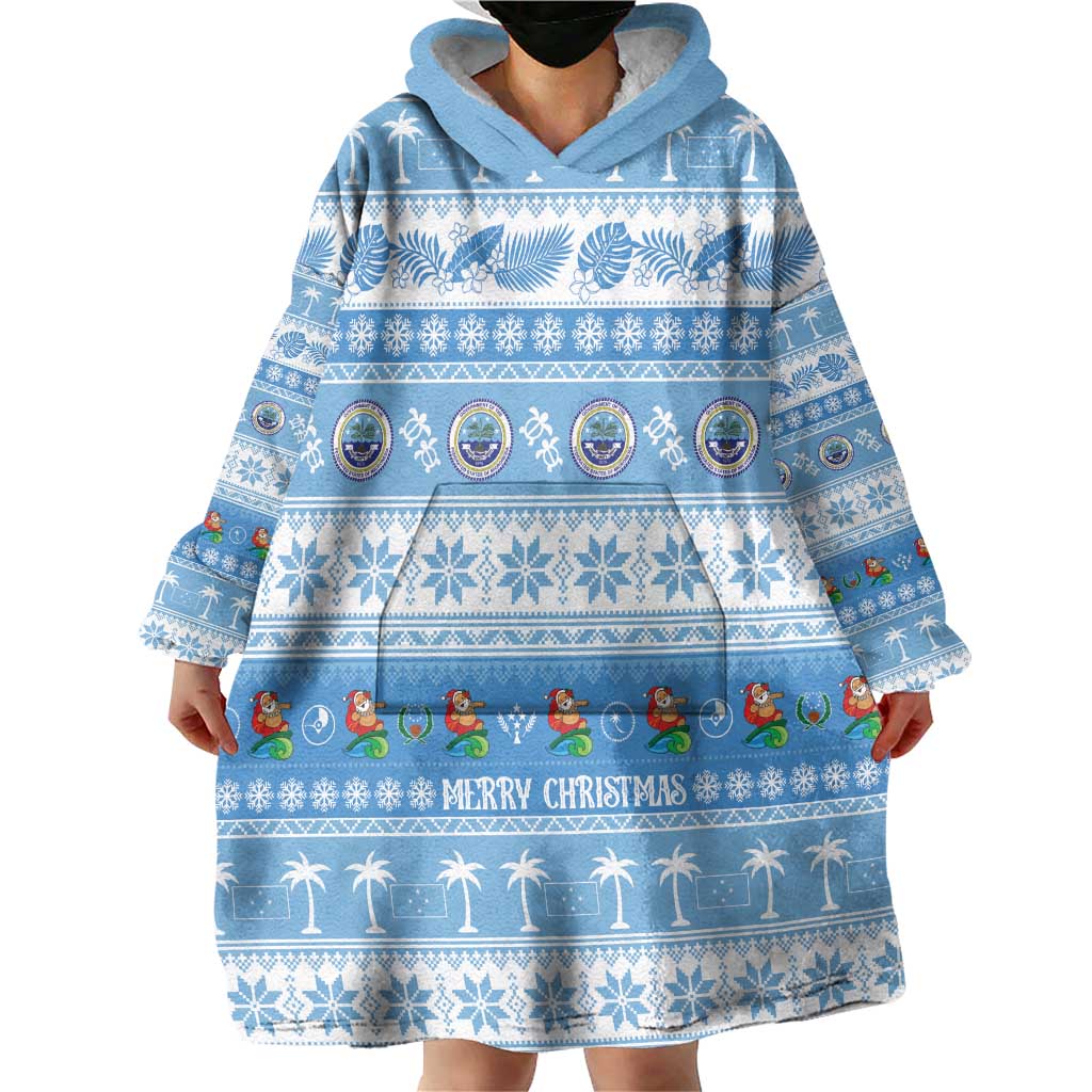 FSM Christmas Wearable Blanket Hoodie Merry Xmas Federated States of Micronesia LT14 - Polynesian Pride