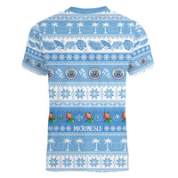FSM Christmas Women V-Neck T-Shirt Merry Xmas Federated States of Micronesia LT14 - Polynesian Pride
