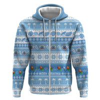 FSM Christmas Zip Hoodie Merry Xmas Federated States of Micronesia LT14 Zip Hoodie Blue - Polynesian Pride