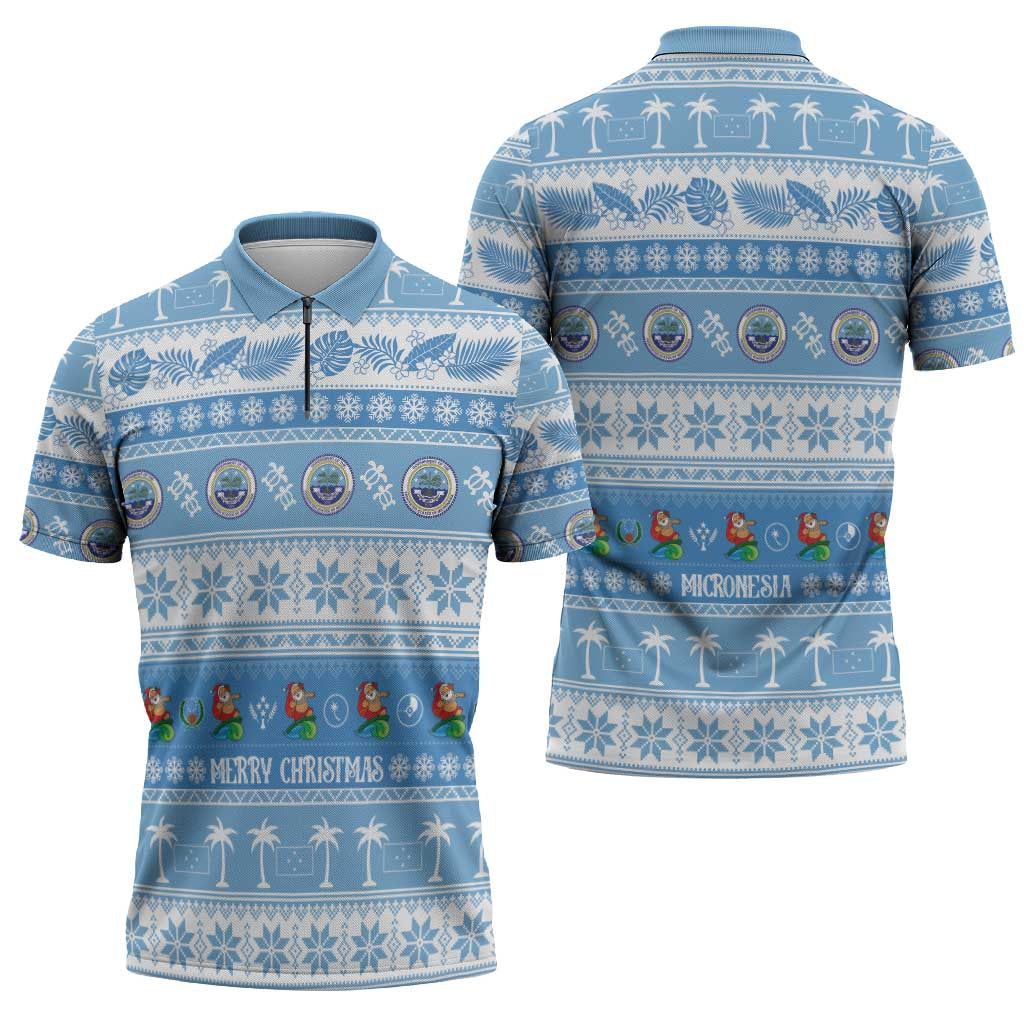 FSM Christmas Zipper Polo Shirt Merry Xmas Federated States of Micronesia LT14 - Polynesian Pride
