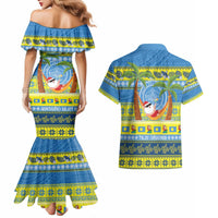Palau Christmas Couples Matching Mermaid Dress and Hawaiian Shirt Chilling Santa Ungil Kurismas LT14 - Polynesian Pride