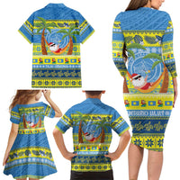 Palau Christmas Family Matching Long Sleeve Bodycon Dress and Hawaiian Shirt Chilling Santa Ungil Kurismas LT14 - Polynesian Pride