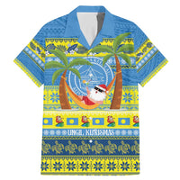 Palau Christmas Family Matching Mermaid Dress and Hawaiian Shirt Chilling Santa Ungil Kurismas LT14 Dad's Shirt - Short Sleeve Yellow - Polynesian Pride