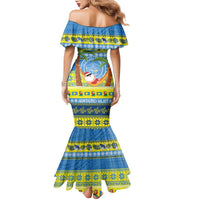Palau Christmas Family Matching Mermaid Dress and Hawaiian Shirt Chilling Santa Ungil Kurismas LT14 - Polynesian Pride