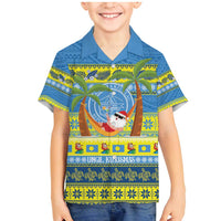 Palau Christmas Family Matching Mermaid Dress and Hawaiian Shirt Chilling Santa Ungil Kurismas LT14 Son's Shirt Yellow - Polynesian Pride