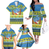 Palau Christmas Family Matching Off The Shoulder Long Sleeve Dress and Hawaiian Shirt Chilling Santa Ungil Kurismas LT14 - Polynesian Pride