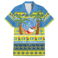 Palau Christmas Family Matching Off The Shoulder Long Sleeve Dress and Hawaiian Shirt Chilling Santa Ungil Kurismas LT14 Dad's Shirt - Short Sleeve Yellow - Polynesian Pride