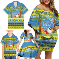 Palau Christmas Family Matching Off Shoulder Short Dress and Hawaiian Shirt Chilling Santa Ungil Kurismas LT14 - Polynesian Pride