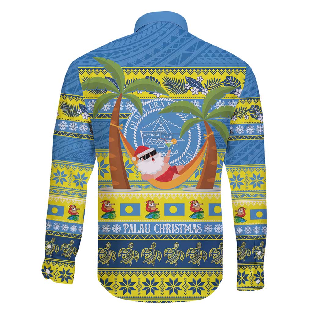 Palau Christmas Family Matching Off Shoulder Short Dress and Hawaiian Shirt Chilling Santa Ungil Kurismas LT14 - Polynesian Pride