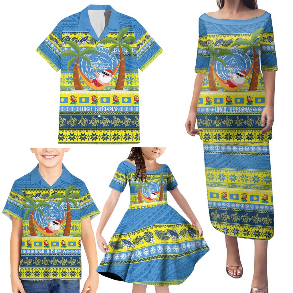 Palau Christmas Family Matching Puletasi and Hawaiian Shirt Chilling Santa Ungil Kurismas LT14 - Polynesian Pride