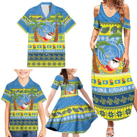 Palau Christmas Family Matching Summer Maxi Dress and Hawaiian Shirt Chilling Santa Ungil Kurismas LT14 - Polynesian Pride