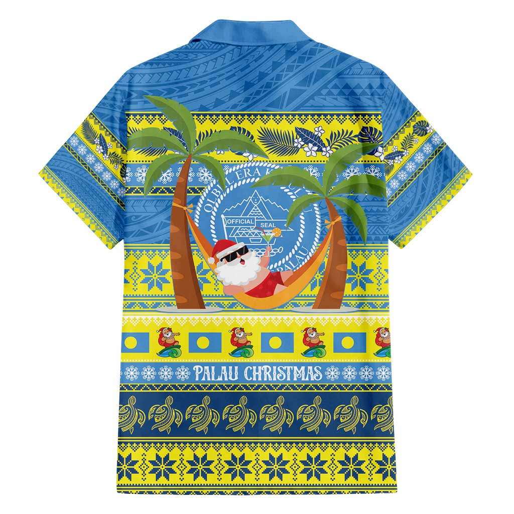Palau Christmas Family Matching Summer Maxi Dress and Hawaiian Shirt Chilling Santa Ungil Kurismas LT14 - Polynesian Pride