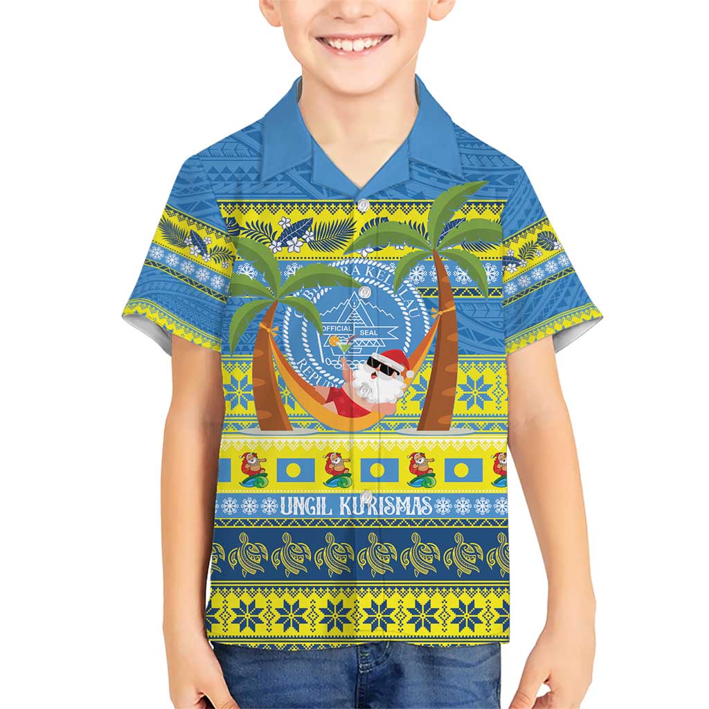 Palau Christmas Hawaiian Shirt Chilling Santa Ungil Kurismas - Polynesian Pride