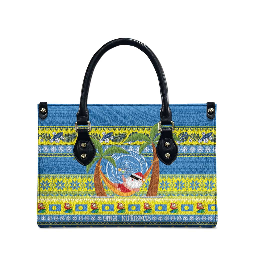 Palau Christmas Leather Bag Chilling Santa Ungil Kurismas - Polynesian Pride