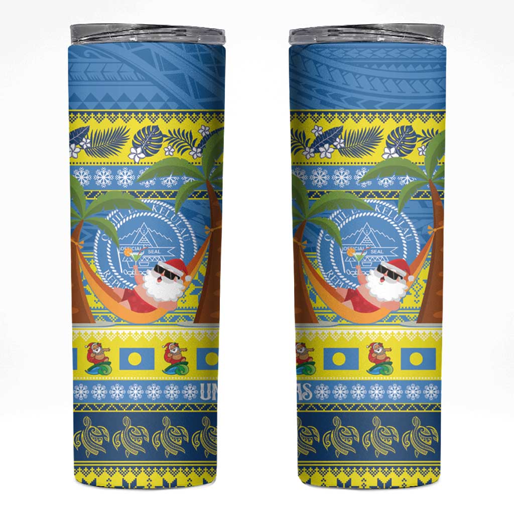 Palau Christmas Skinny Tumbler Chilling Santa Ungil Kurismas LT14 Yellow - Polynesian Pride