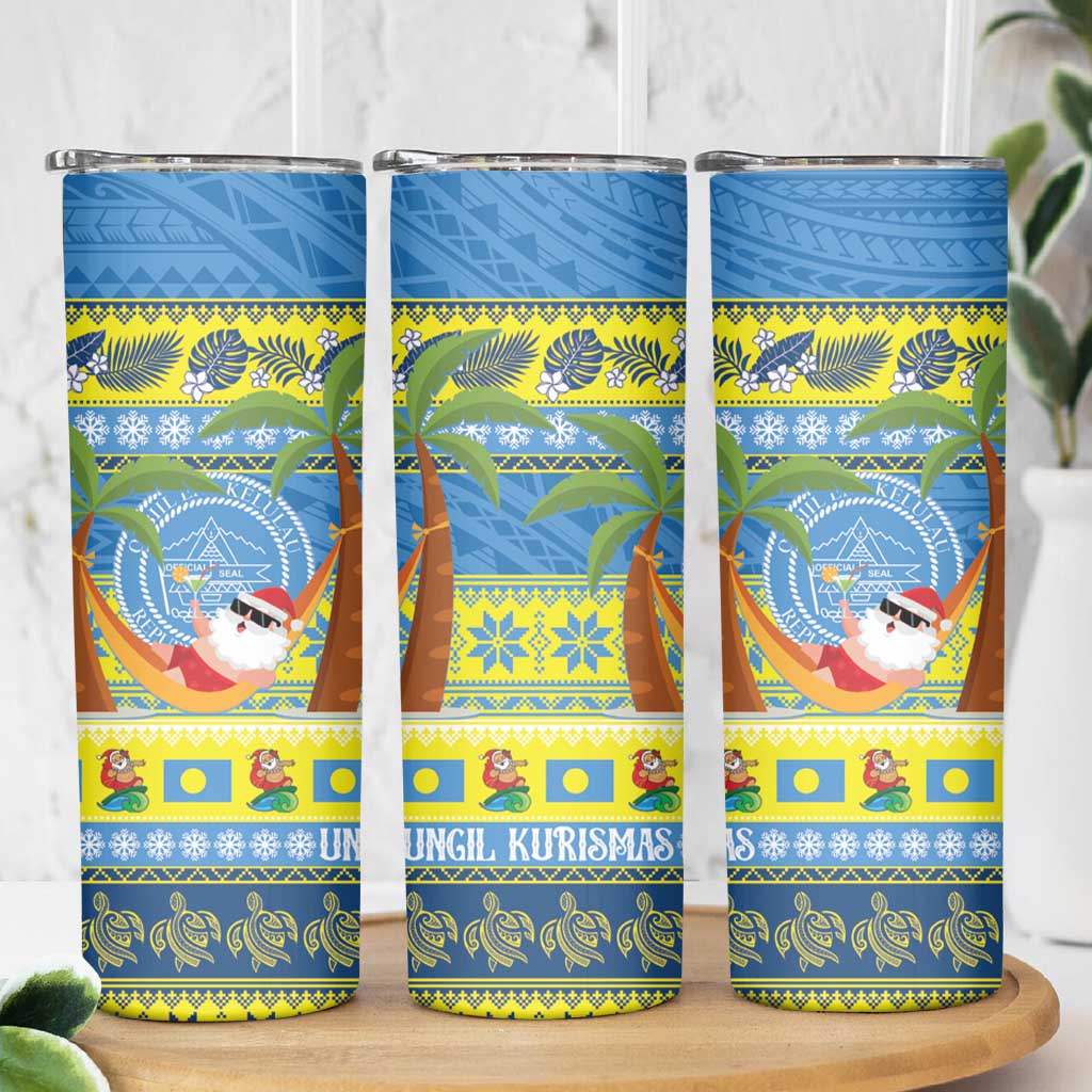 Palau Christmas Skinny Tumbler Chilling Santa Ungil Kurismas LT14 - Polynesian Pride