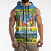 Palau Christmas Sleeveless Zip Hoodie Chilling Santa Ungil Kurismas - Polynesian Pride