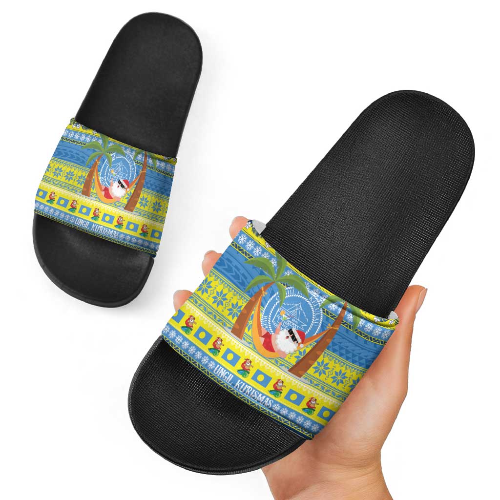Palau Christmas Slide Sandals Chilling Santa Ungil Kurismas - Polynesian Pride