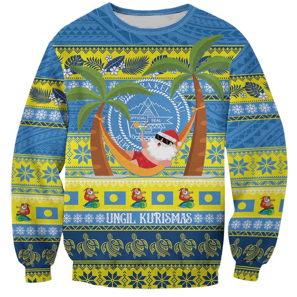 Palau Christmas Sweatshirt Chilling Santa Ungil Kurismas LT14 Unisex Yellow - Polynesian Pride