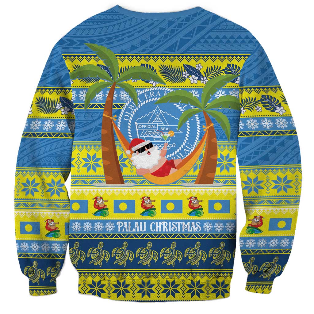 Palau Christmas Sweatshirt Chilling Santa Ungil Kurismas LT14 - Polynesian Pride