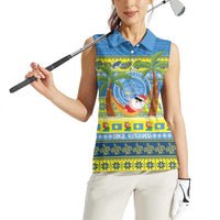 Palau Christmas Women Sleeveless Polo Shirt Chilling Santa Ungil Kurismas LT14 - Polynesian Pride