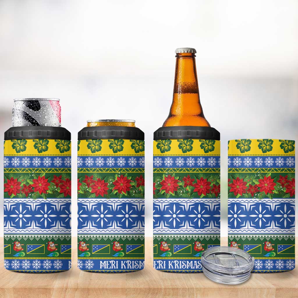 Solomon Islands Christmas 4 in 1 Can Cooler Tumbler The Solomons Melanesian Meri Krismas LT14 - Polynesian Pride