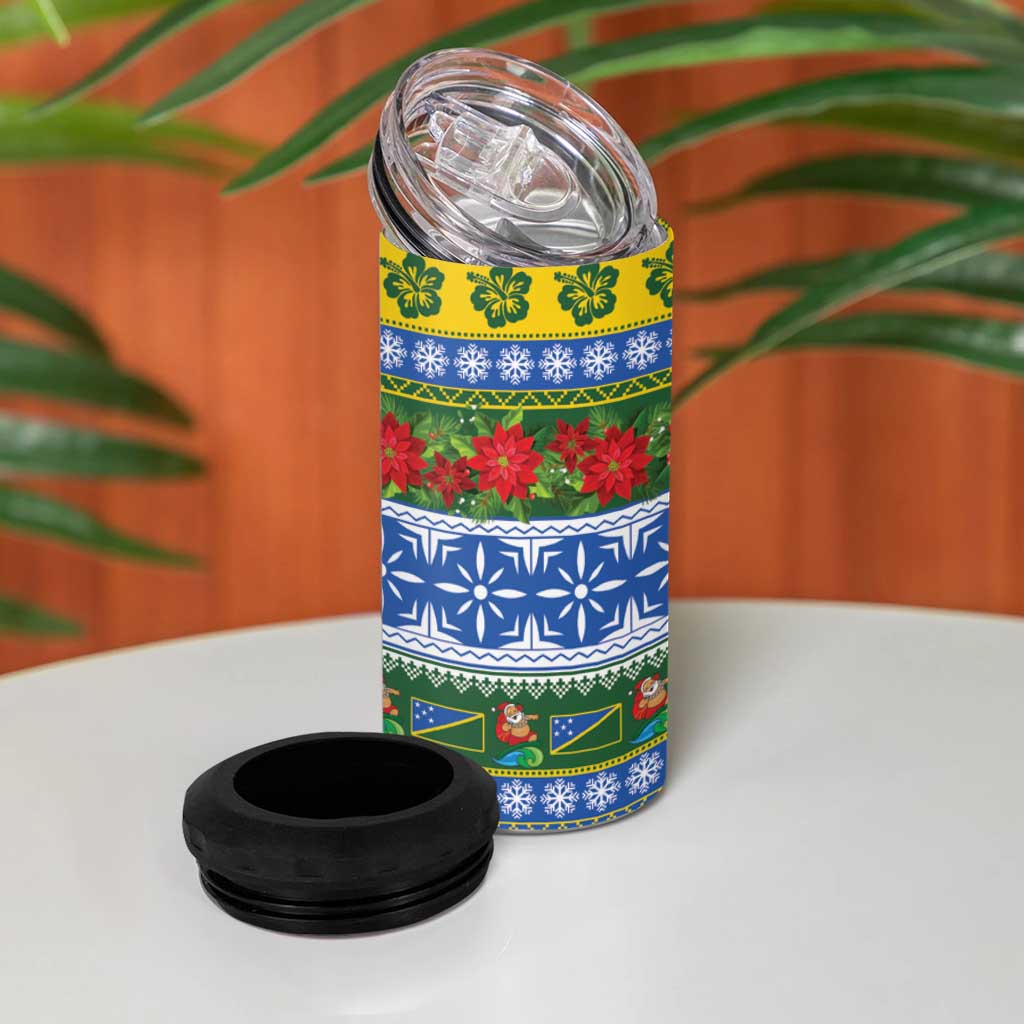 Solomon Islands Christmas 4 in 1 Can Cooler Tumbler The Solomons Melanesian Meri Krismas LT14 - Polynesian Pride