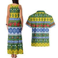 Solomon Islands Christmas Couples Matching Tank Maxi Dress and Hawaiian Shirt The Solomons Melanesian Meri Krismas LT14 - Polynesian Pride