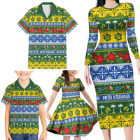 Solomon Islands Christmas Family Matching Long Sleeve Bodycon Dress and Hawaiian Shirt The Solomons Melanesian Meri Krismas LT14 - Polynesian Pride