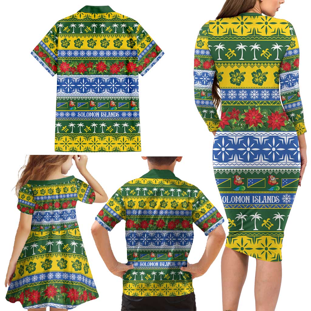 Solomon Islands Christmas Family Matching Long Sleeve Bodycon Dress and Hawaiian Shirt The Solomons Melanesian Meri Krismas LT14 - Polynesian Pride