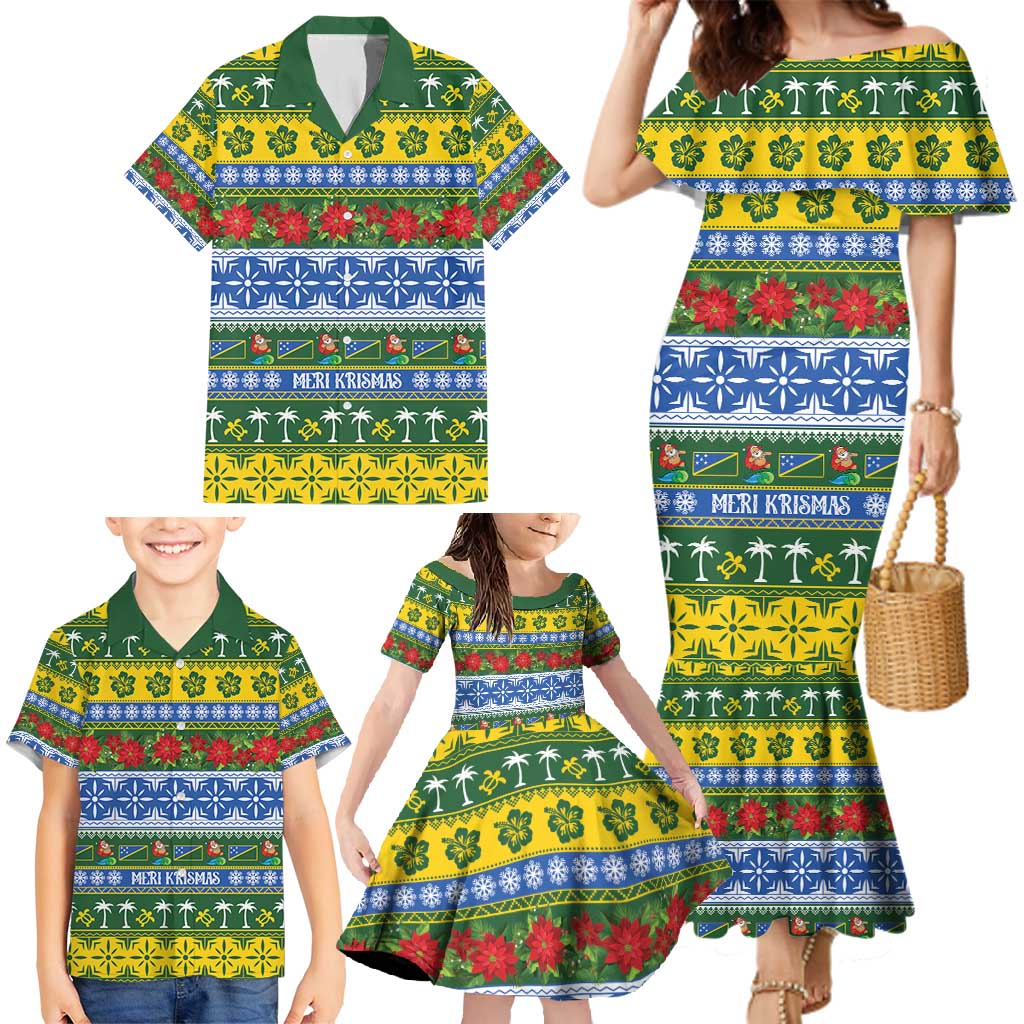 Solomon Islands Christmas Family Matching Mermaid Dress and Hawaiian Shirt The Solomons Melanesian Meri Krismas LT14 - Polynesian Pride