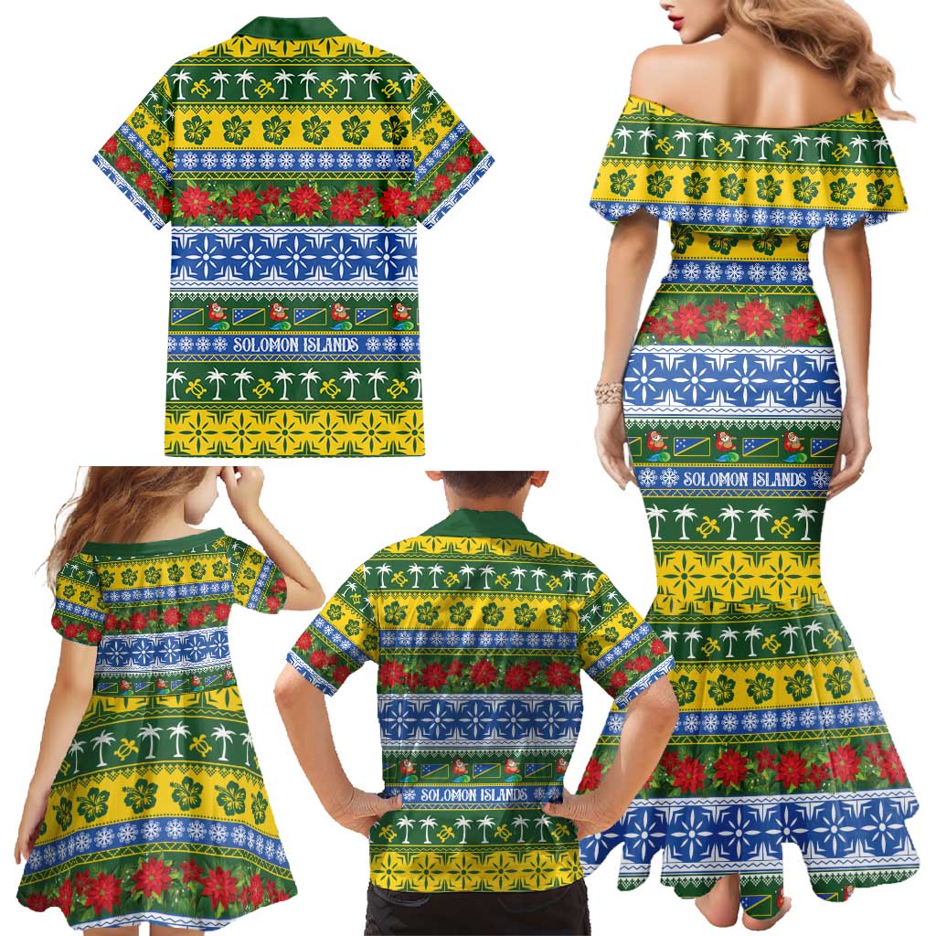 Solomon Islands Christmas Family Matching Mermaid Dress and Hawaiian Shirt The Solomons Melanesian Meri Krismas LT14 - Polynesian Pride