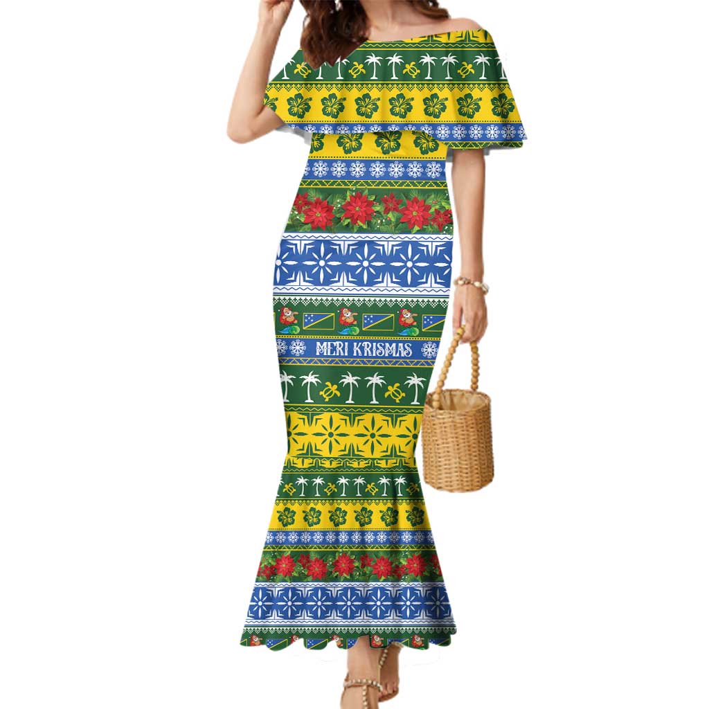 Solomon Islands Christmas Family Matching Mermaid Dress and Hawaiian Shirt The Solomons Melanesian Meri Krismas LT14 Mom's Dress Green - Polynesian Pride
